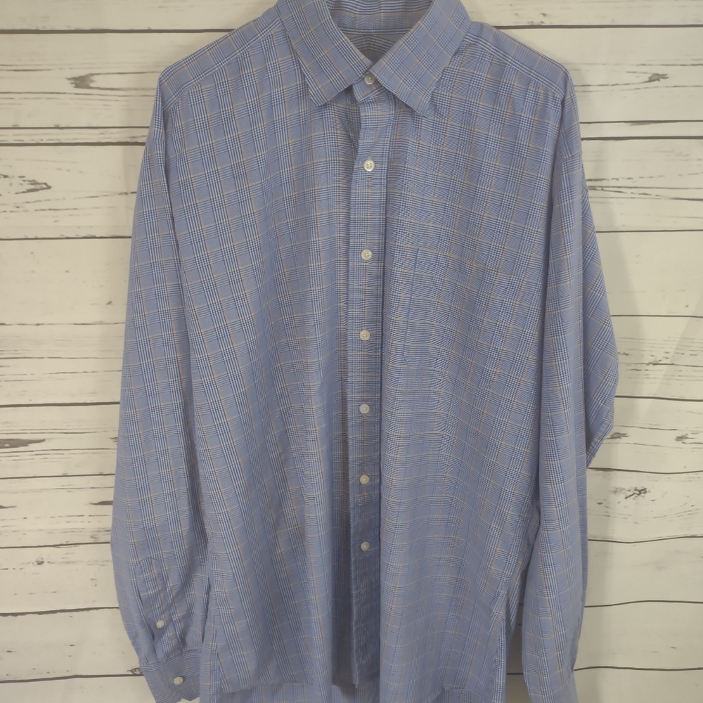 Robert Talbott Carmel Blue Plaid Dress Shirt